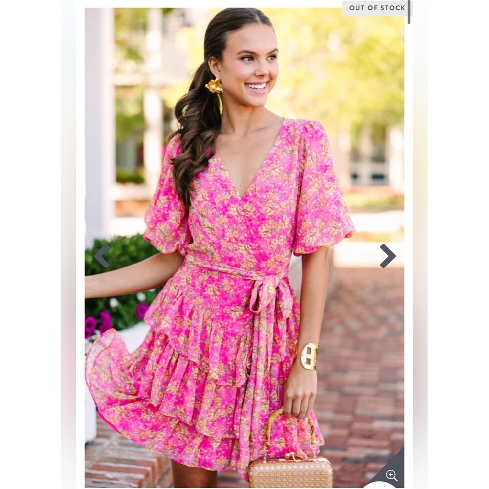 Fate: Where To Begin Fuchsia Pink Ditsy Floral Dress XS